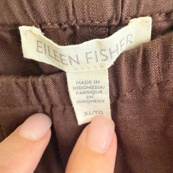Eileen Fisher Organic Linen Pants - Chocolate Brown - Picture 3 of 4